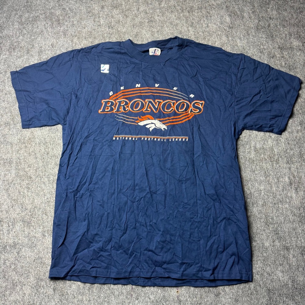 New Vintage Denver Broncos NFL Logo Athletic T Shirt XL Blue Tee